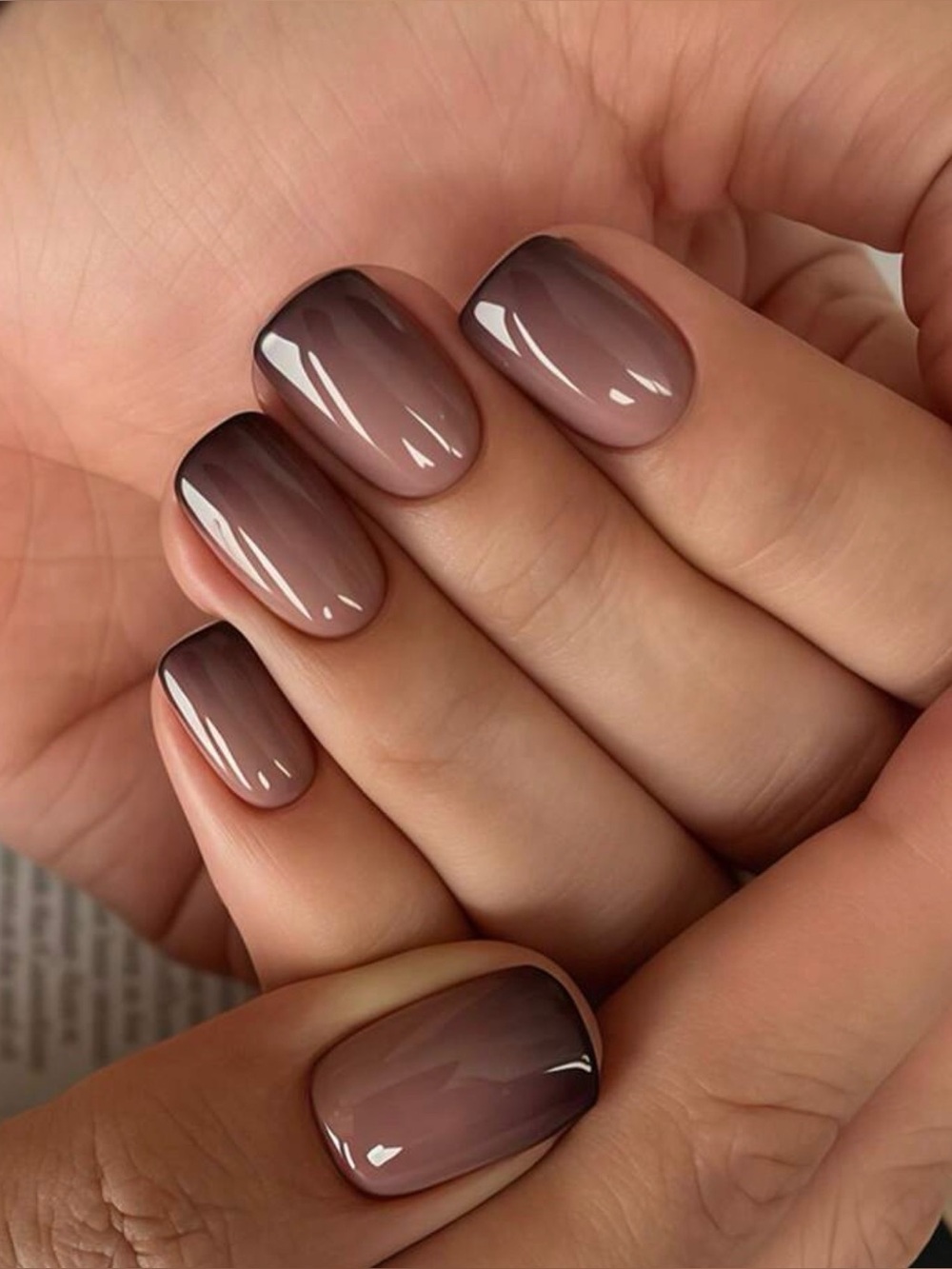 24 Piece Short, Square Gradient Brown Press-On Nails